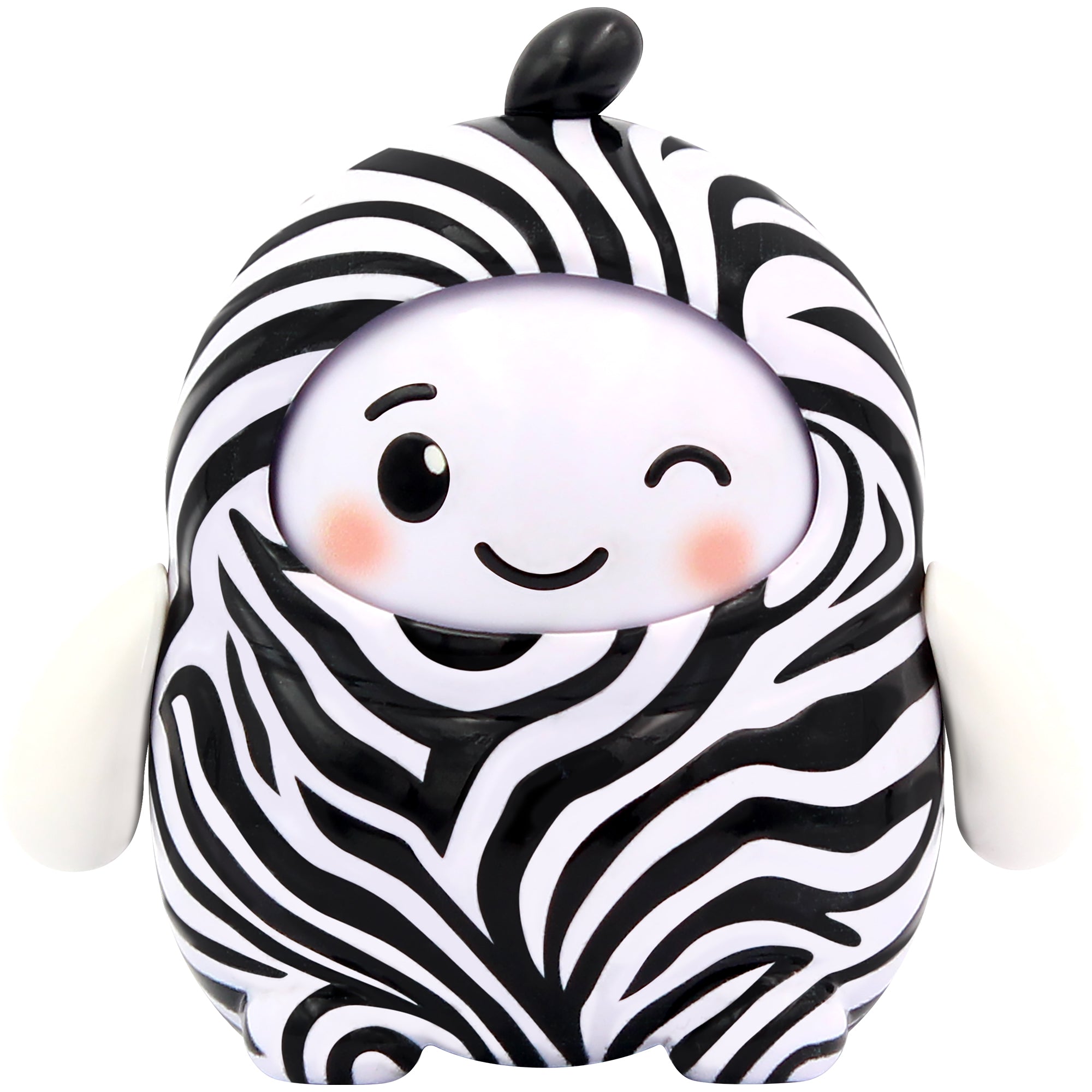 NSI LamaTama Series 2 features a cute round toy with a winking face, blushing cheeks, zebra stripe pattern, white arms, and a black tuft. Part of the collectible series—each comes in surprise blind packaging!.