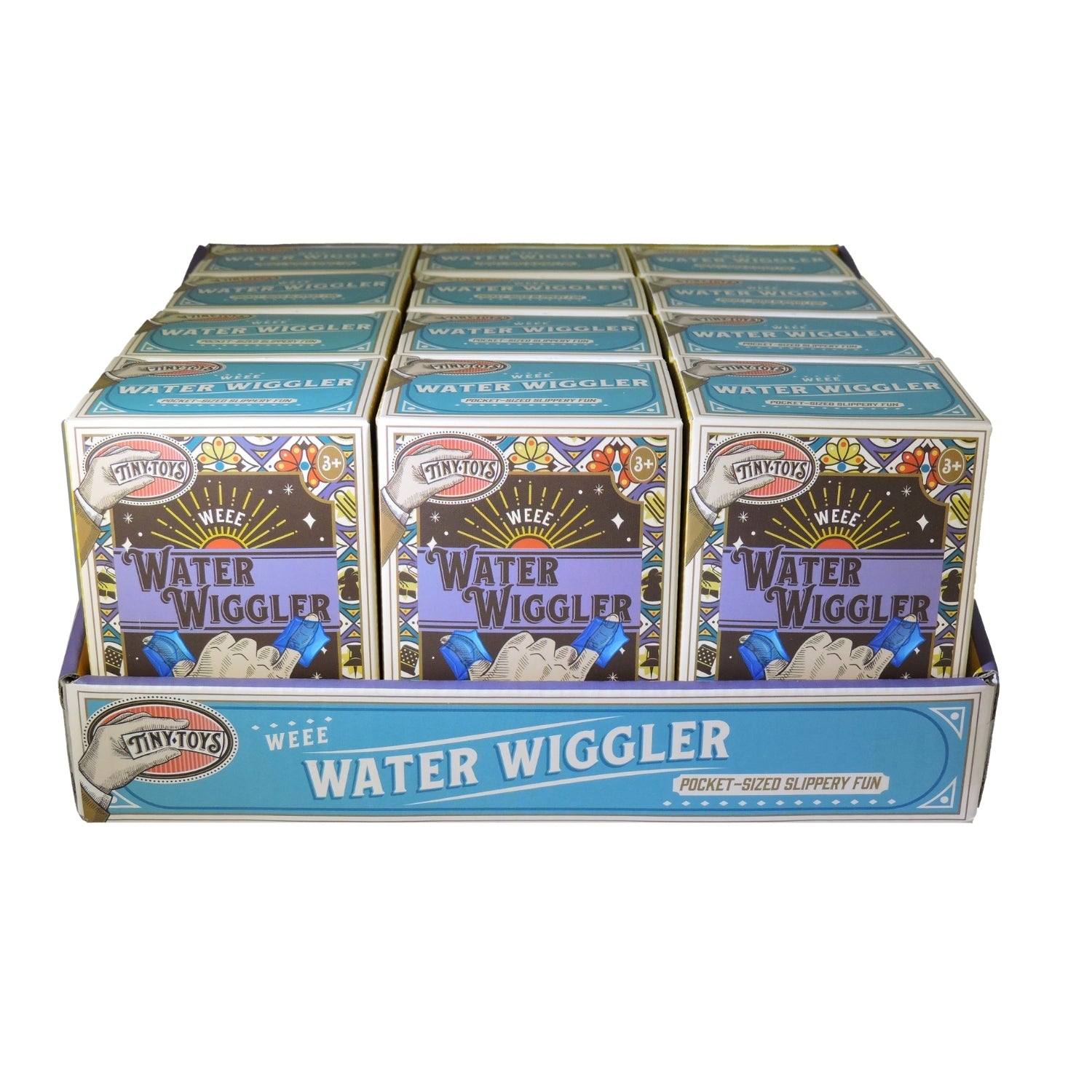 Box of Wee Water Wiggler toys with visible branding on a white background