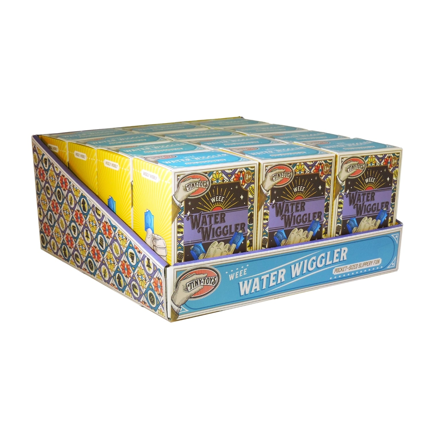 Box of Water Wiggler with colorful design on a white background