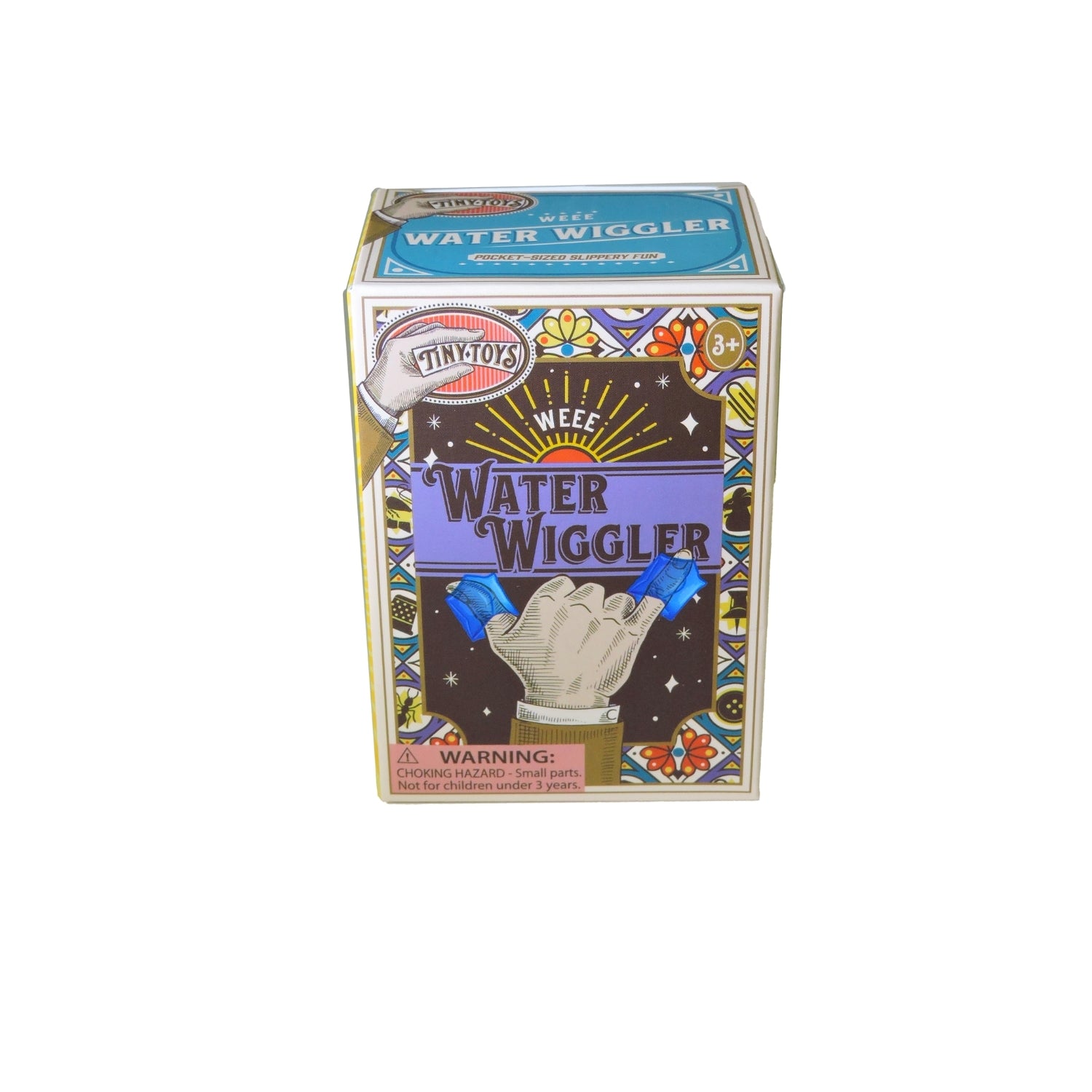 Box of Wee Water Wiggler toy with colorful design on a white background