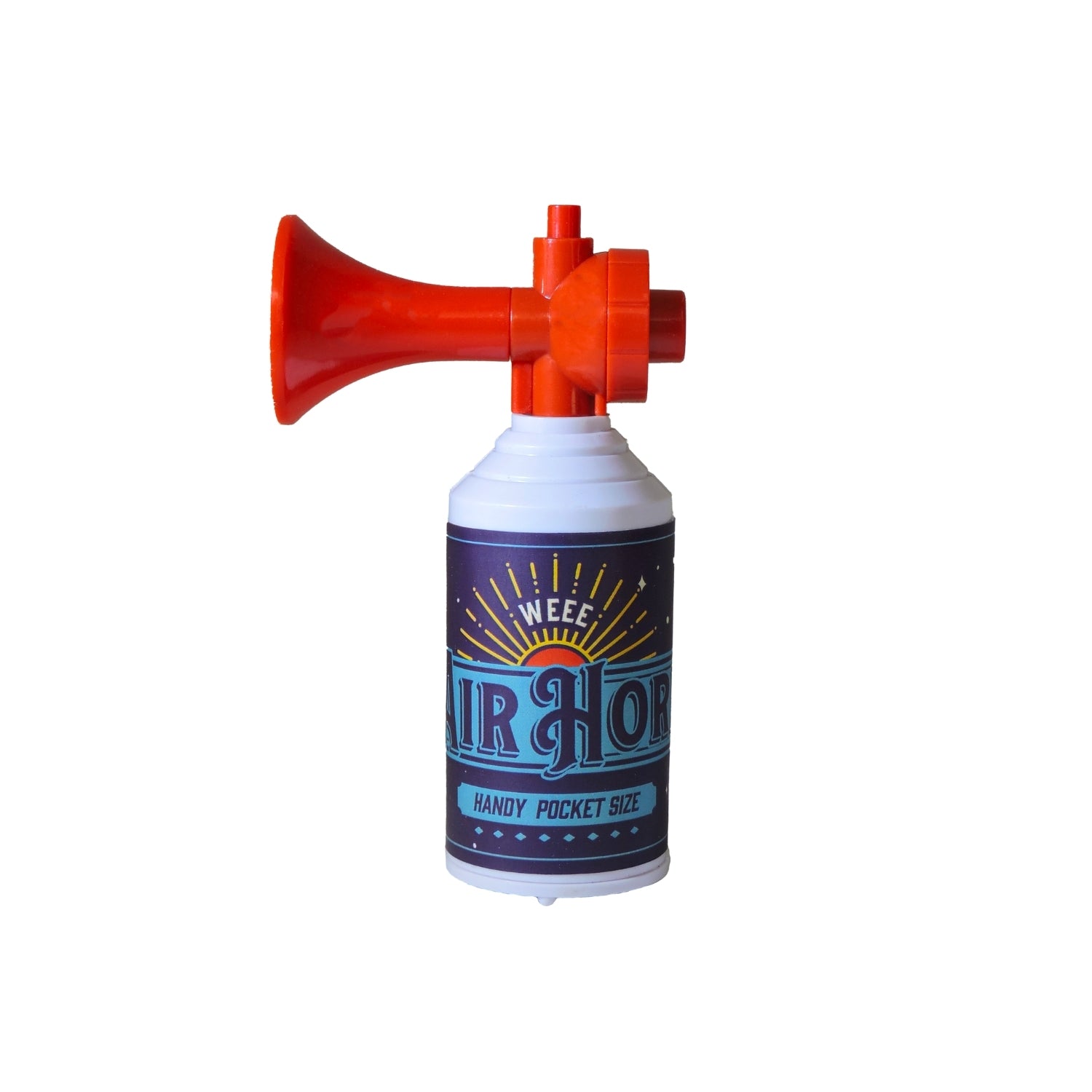 Red air horn on a white background