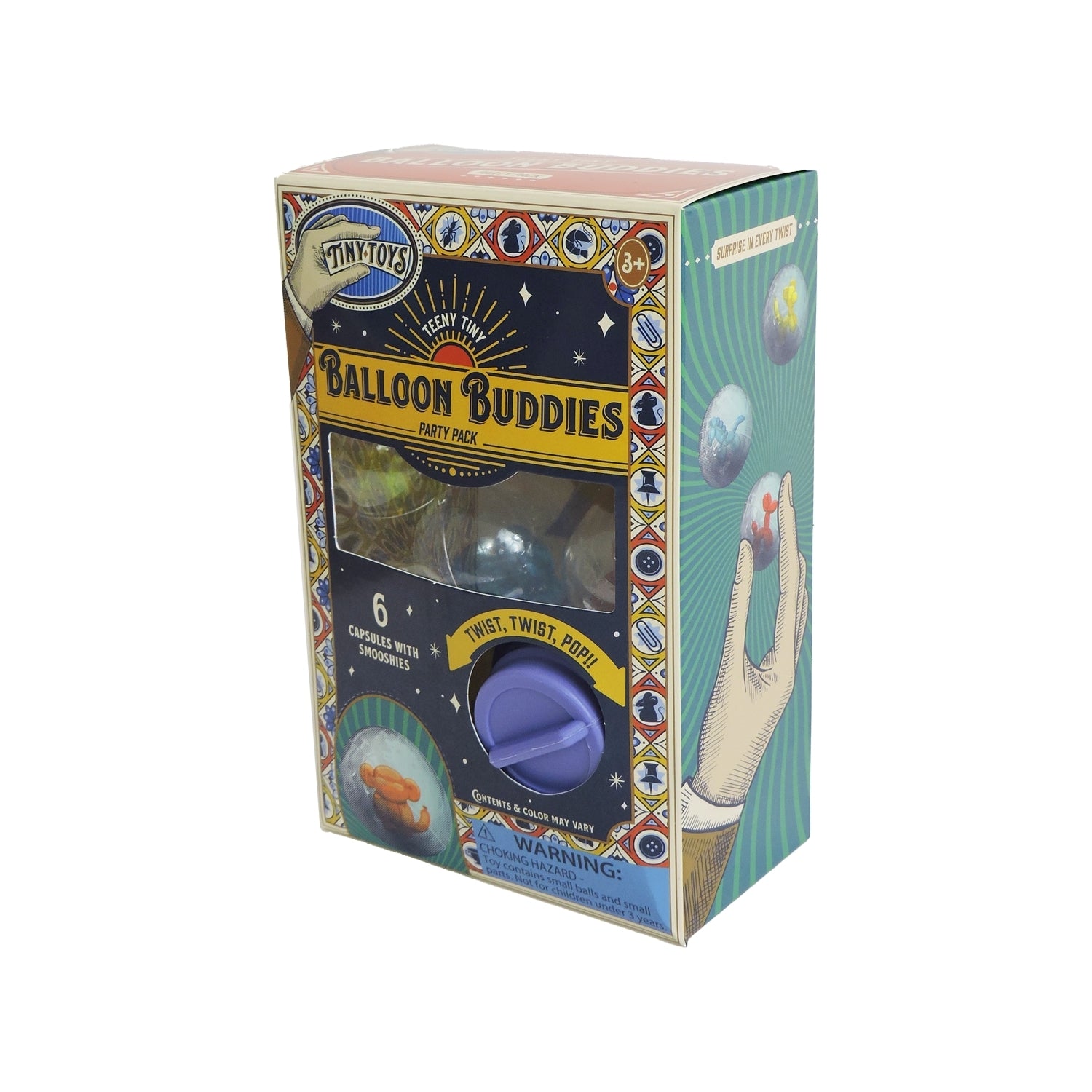 Box of Balloon Buddies with colorful design and text