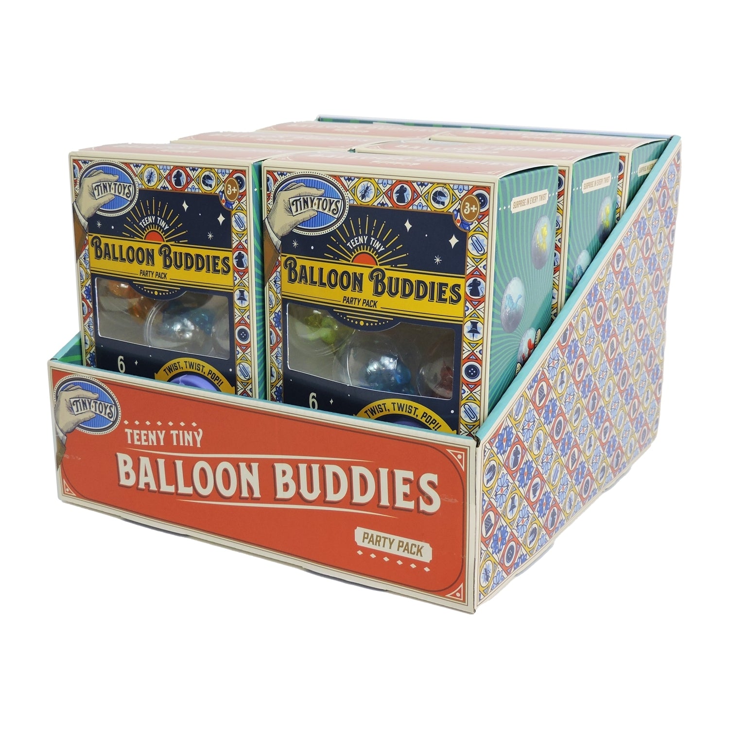 Display box of Teeny Tiny Balloon Buddies with colorful packaging.
