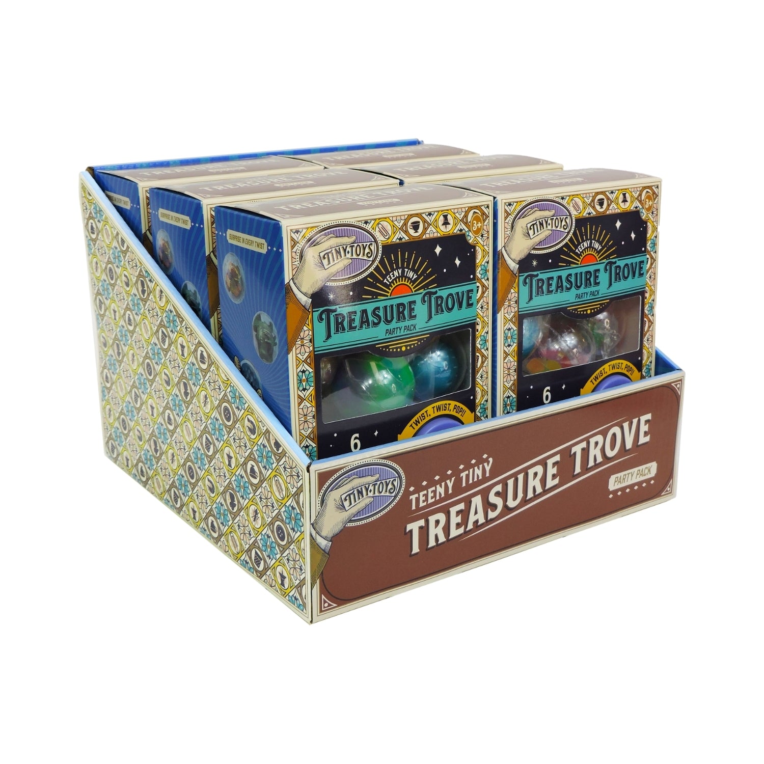 Display of Treasure Trove toy packaging with decorative box on a white background