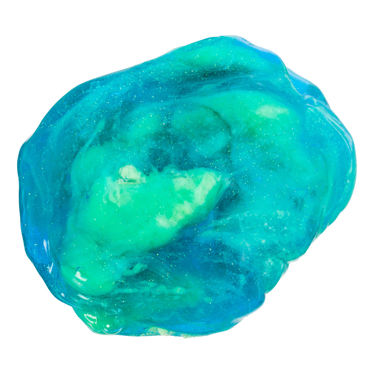 Astroverse Space Scape Slimes by Astroverse features blue and green glossy, shiny slime with swirling colors, perfect for sensory play. Product is shown isolated on a white background.