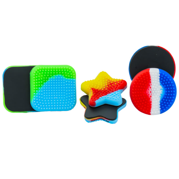 Sensory Lab Magnetic Sliders by Sensory Lab are colorful tactile fidget toys with textured square, star, and circle shapes featuring bright patterns—perfect for sensory play—shown on a white background.