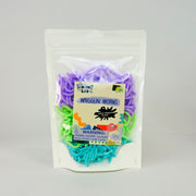 Sensory Lab Wrigglin Worms come in a clear package with textured, colorful worm toys in purple, green, and blue. The packaging has a choking hazard warning and is recommended for ages 5+.