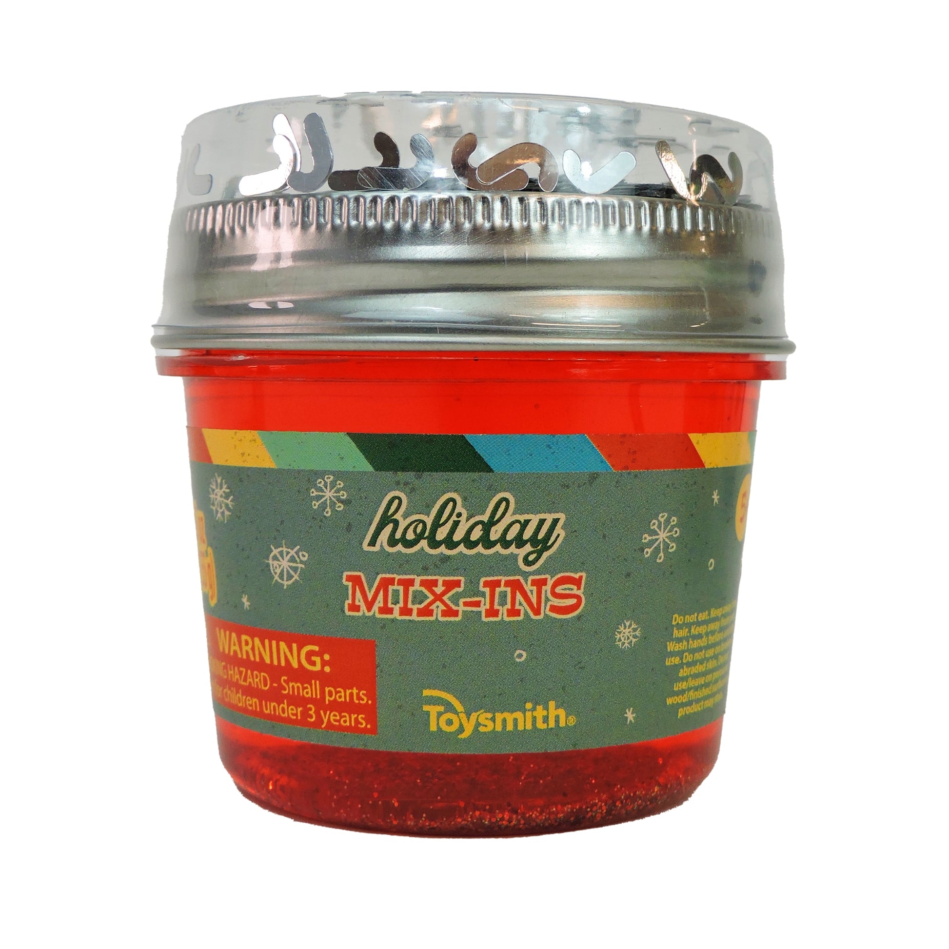 Red Holiday Mix-Ins Slime with Silver Candy Cane Glitter