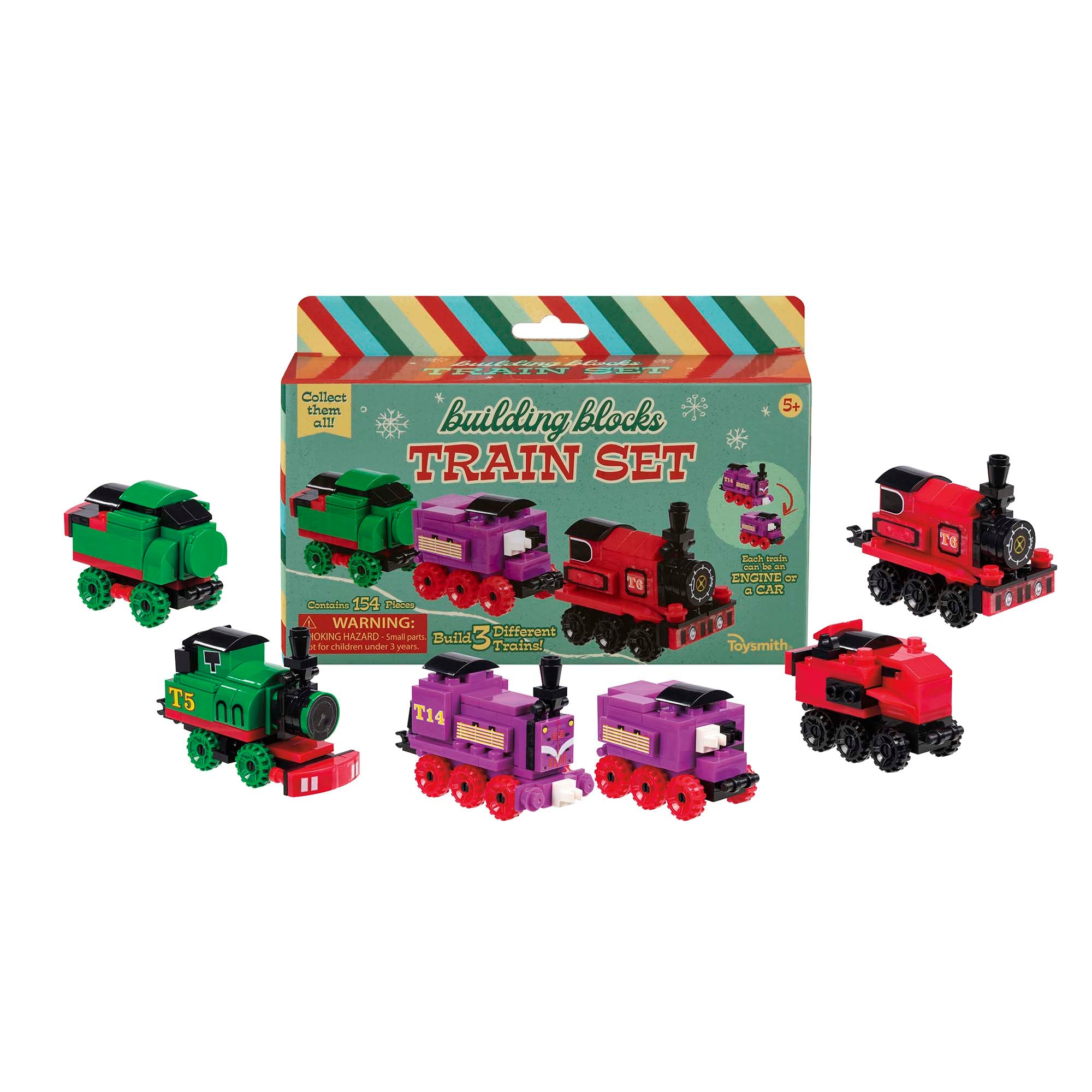 Toysmith Holiday Building Blocks Train Set