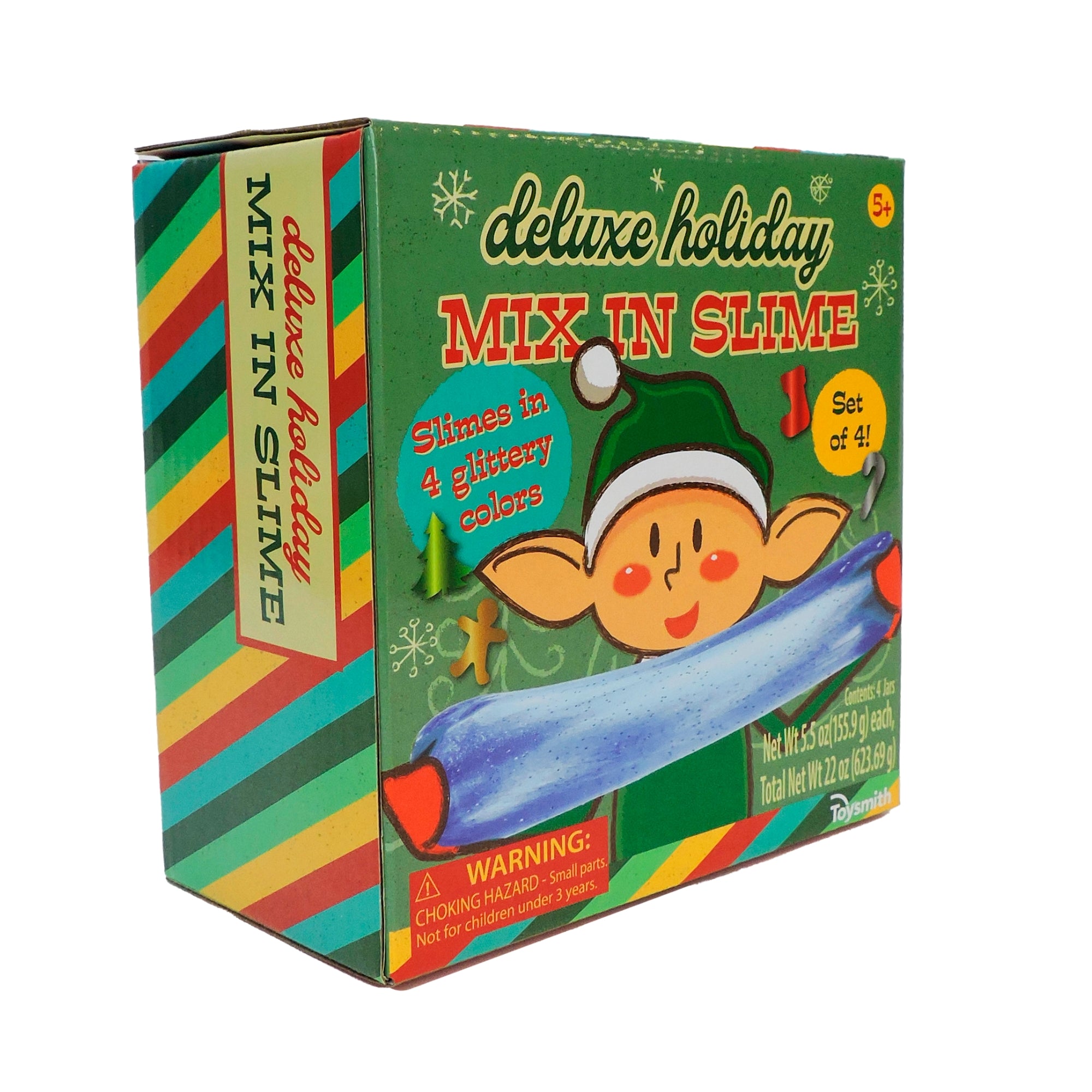 Box of Deluxe Holiday Mix In Slime with colorful design and character illustration.