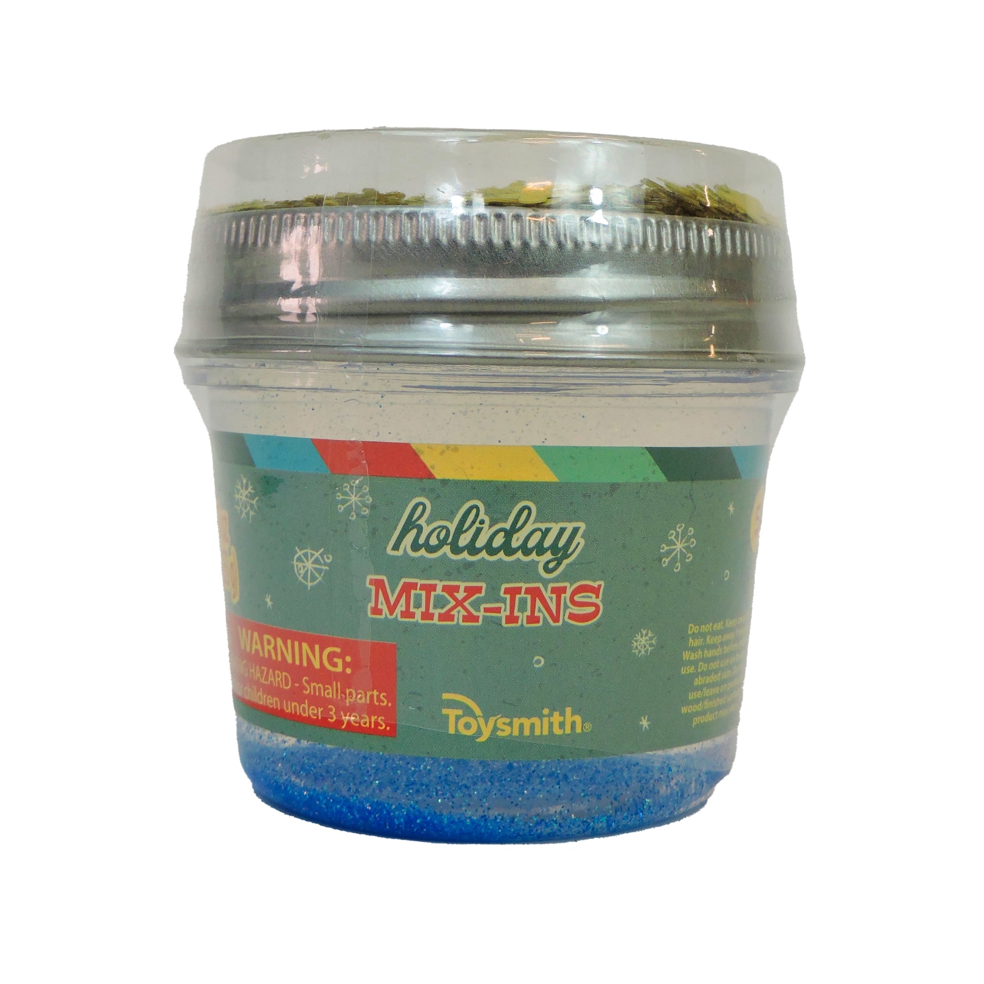 Jar of 'Holiday Mix-Ins' by Toysmith on a white background