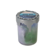 Astroverse Mars Mud by Astroverse features swirled green, purple, and gray slime for a fun sensory experience, packaged in a container with a gray lid and a Mars-themed label.