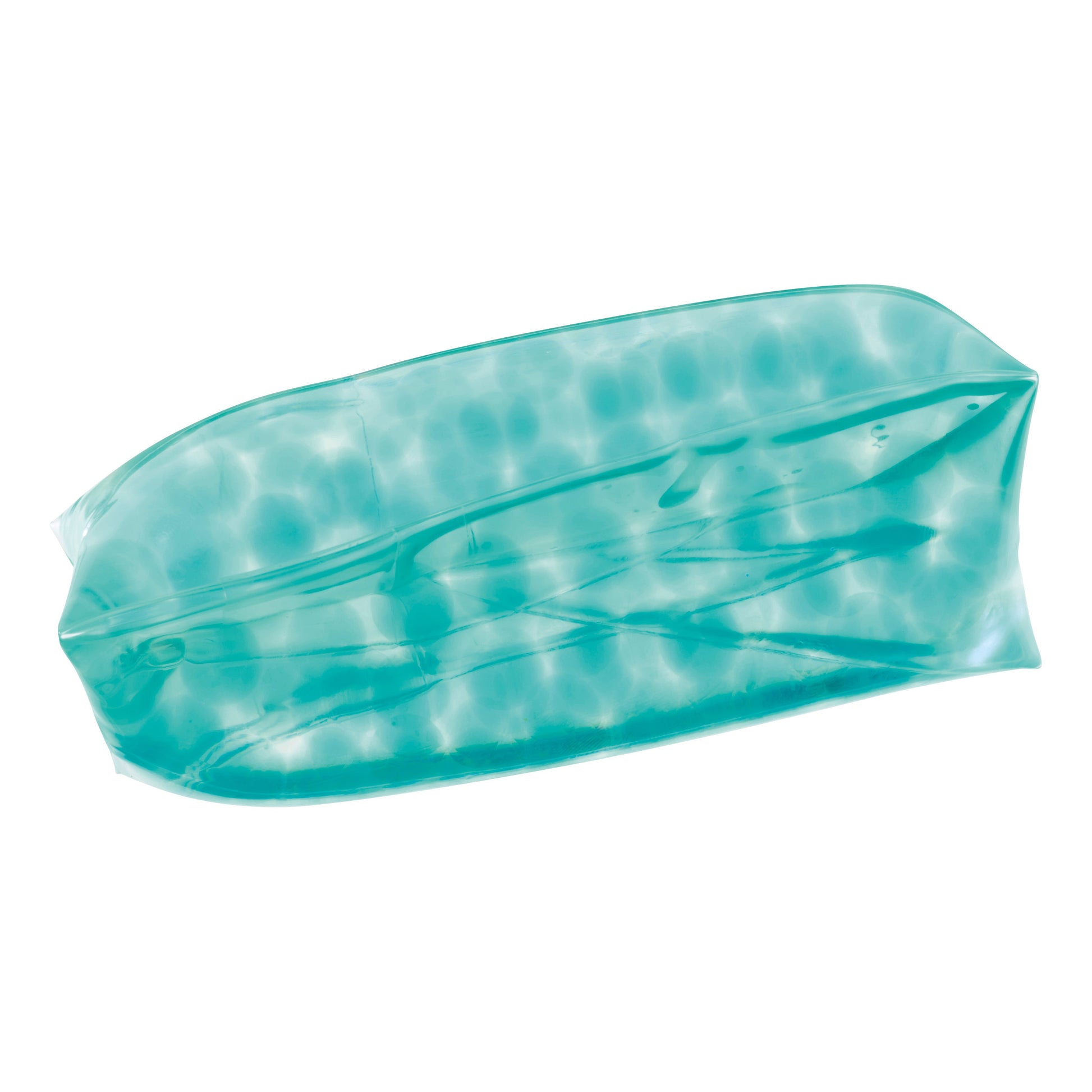 The Toysmith Wiggly Water Snakes by Toysmith are teal, rectangular, transparent plastic cushions filled with air bubbles, often used as protective packaging and enjoyed as a sensory toy.