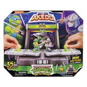 Toy battle arena set with Teenage Mutant Ninja Turtles branding on packaging