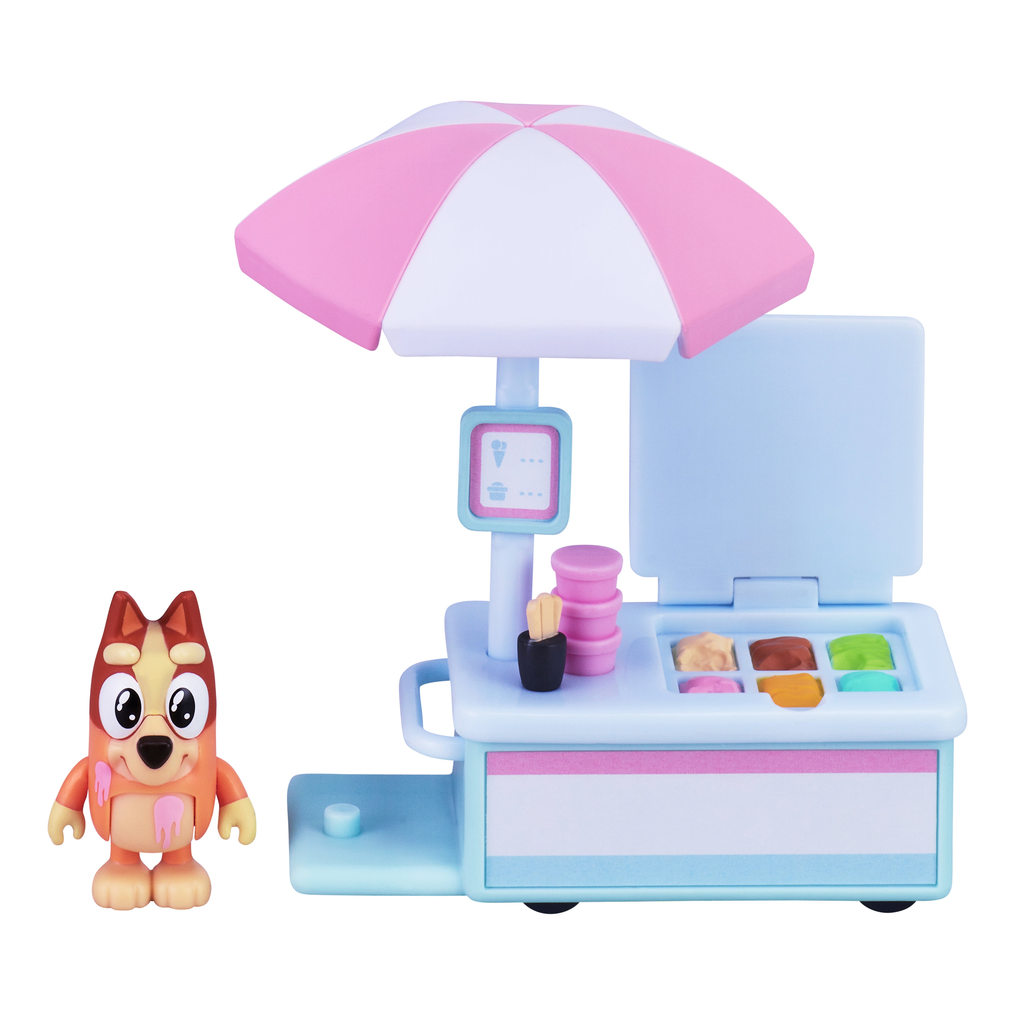 Bluey's Bingo standing by ice cream cart