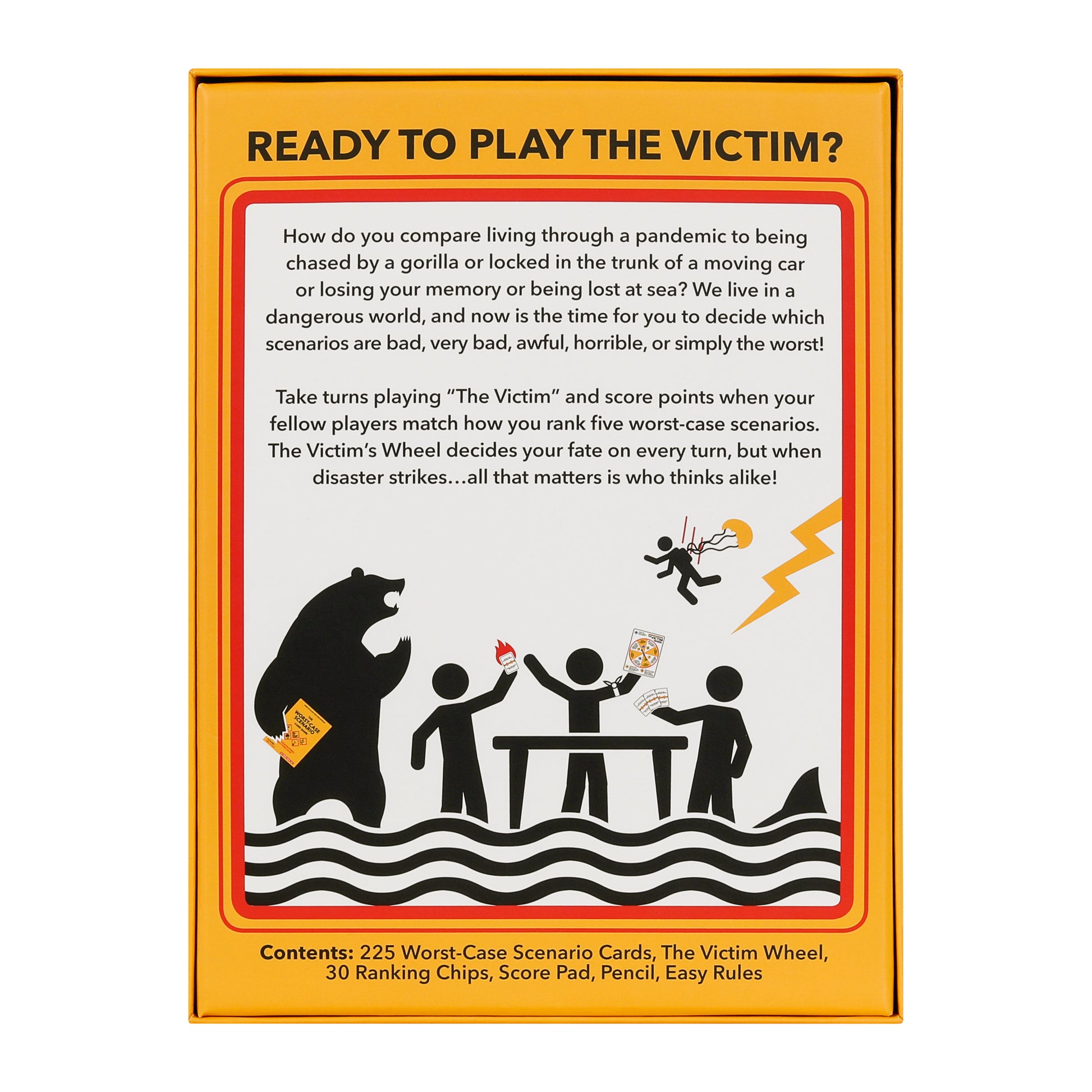 Game box with text and illustrations on a white background