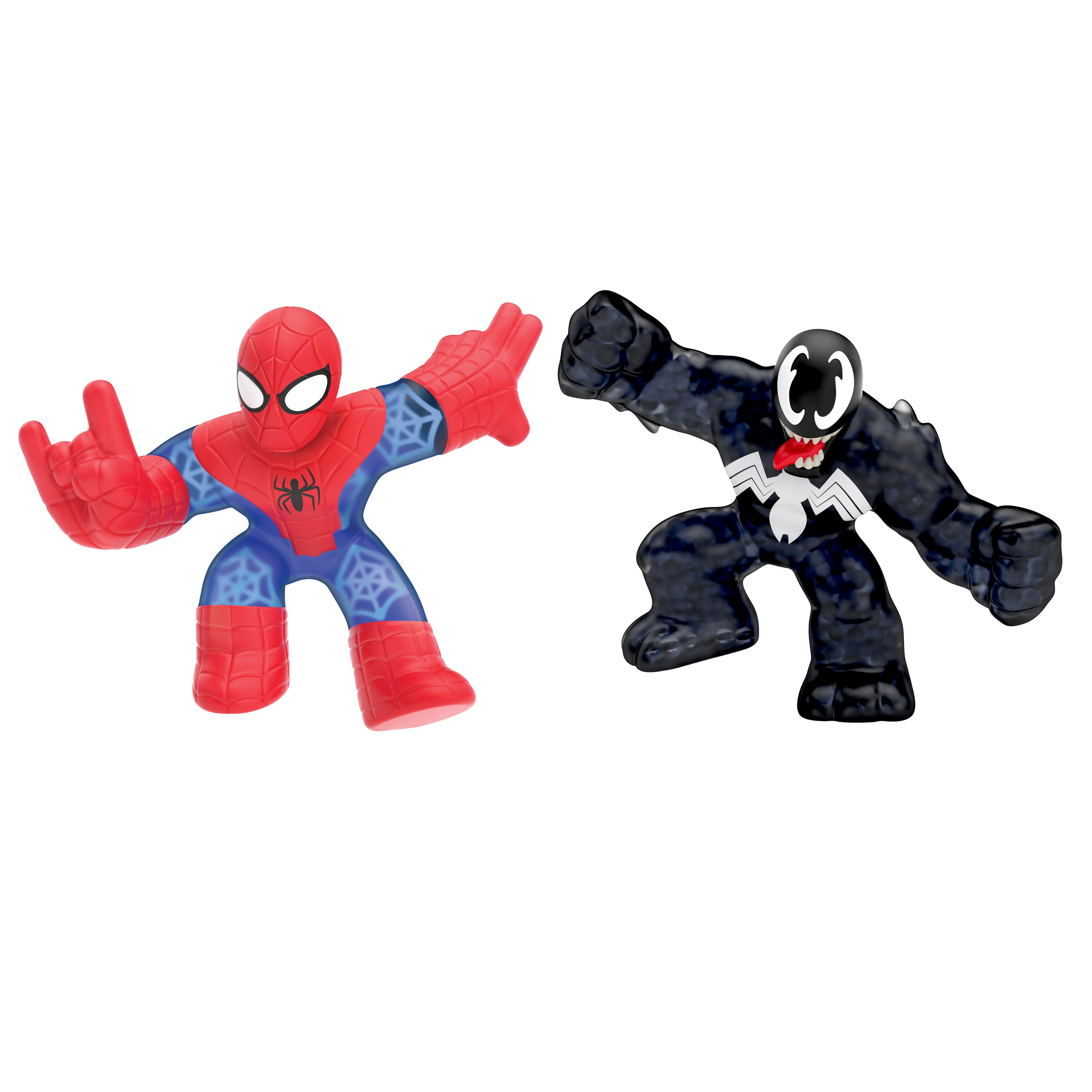 Spiderman and Venom squishy action figures