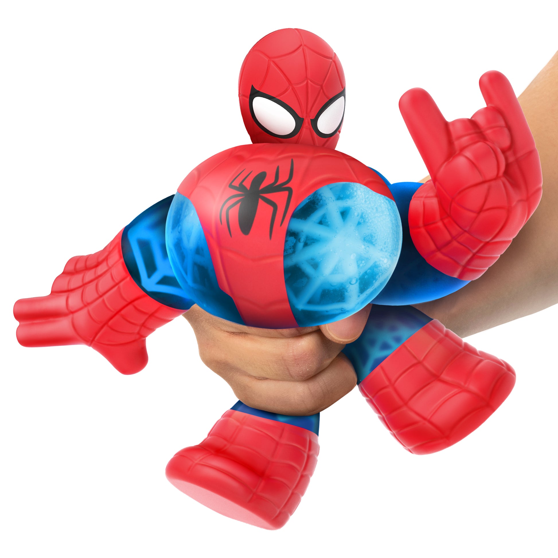 Spiderman toy being squished