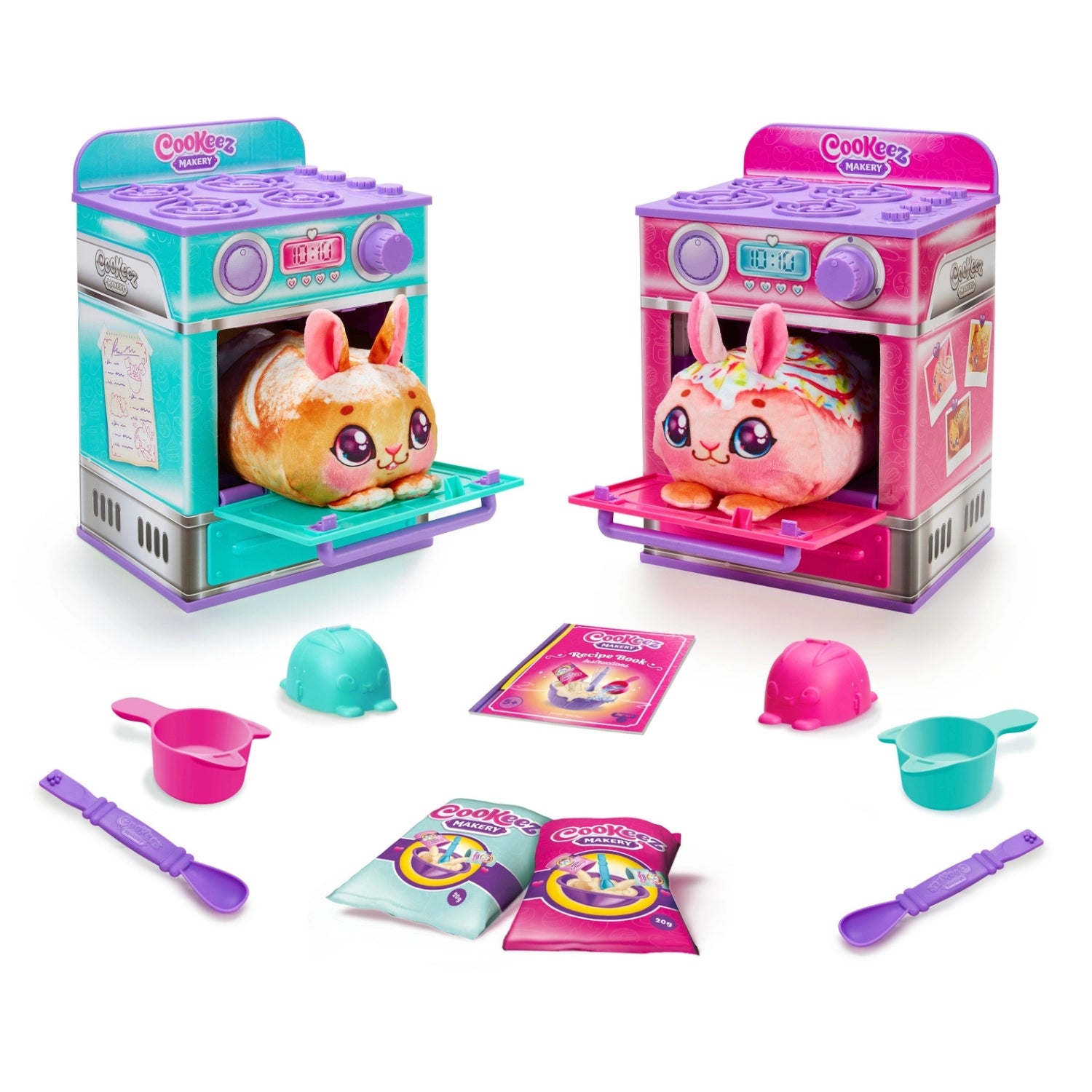 Toy kitchen set with a bunny character and accessories on a white background