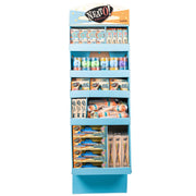 The 2024 Neato! Pre-Filled Display by Toysmith is a compact shelf stocked with classic Neato impulse toys like putty, gliders, paddle balls, and magic wands—all in colorful packaging.