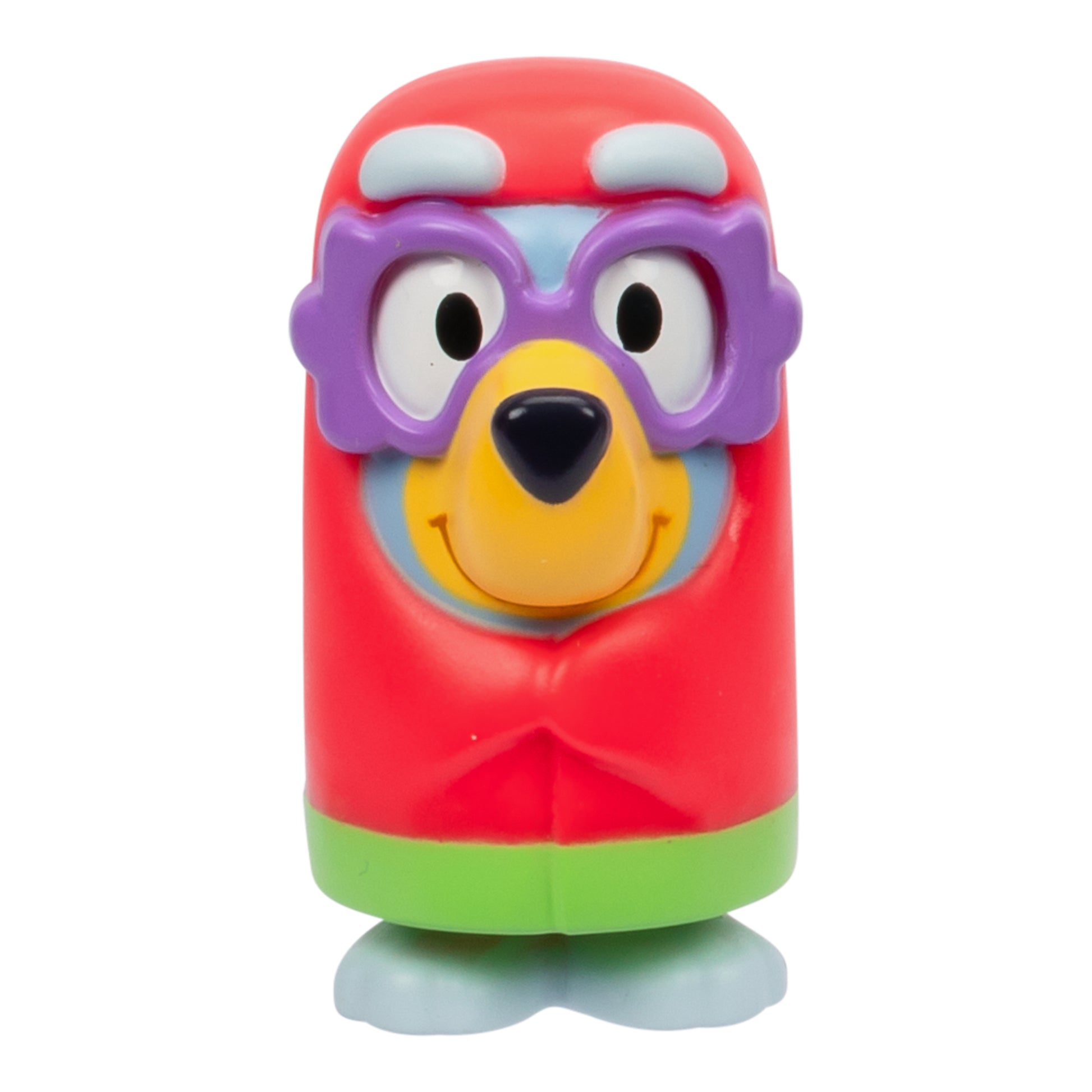 Bluey wrapped in a blanket with purple glasses figurine