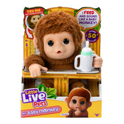 Toy monkey with packaging featuring 'Little Live Pets' branding