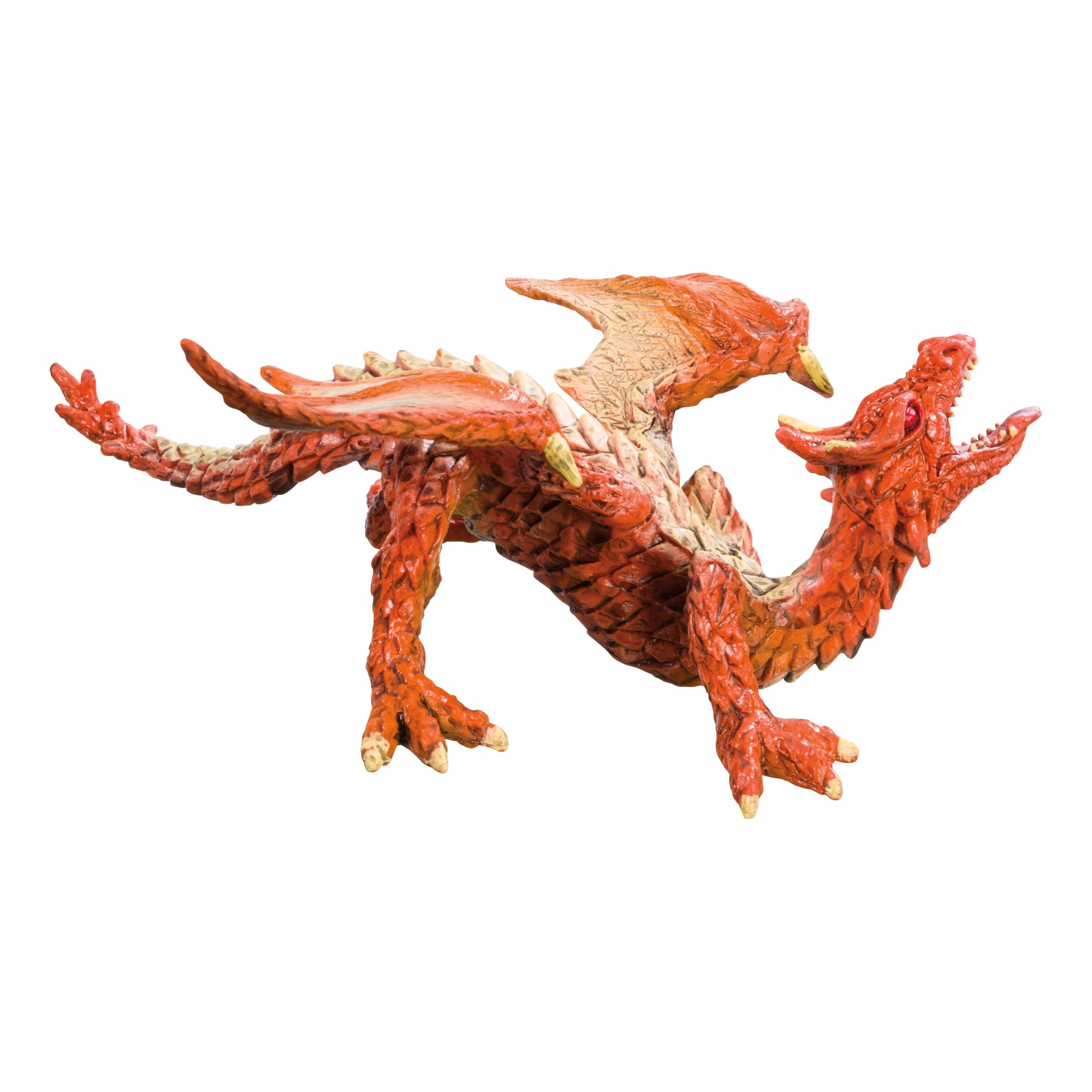 The Toysmith Magic Dragon Assorted by Toysmith features a detailed red dragon with outstretched wings, open mouth, and textured scales standing on four clawed feet—an ideal fantasy toy for imaginative play.