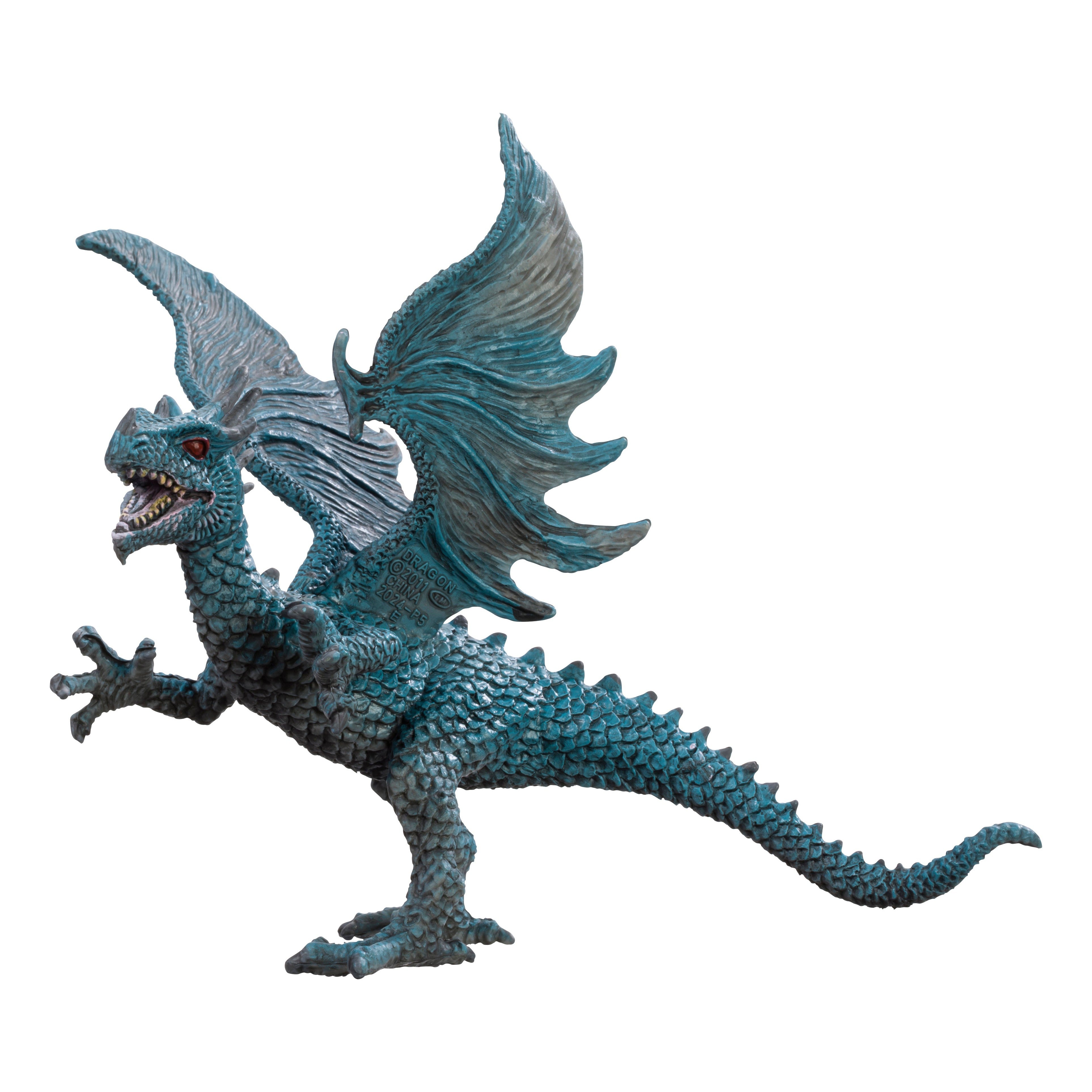The Toysmith Magic Dragon Assorted figurine by Toysmith features blue scales, big wings, a long tail, sharp claws, and an open mouth—ideal for imaginative play or as a bold fantasy toy ready to roar or defend.