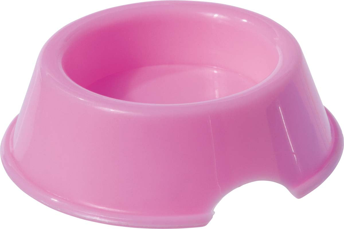 The Farm Fresh Carry-Along Critters pink plastic bowl features a smooth, rounded edge and a handy notch at the base—ideal for pairing with your favorite collectible toys or mini pet figurines.