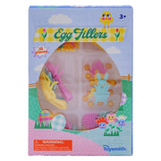 The Toysmith Easter Egg Fillers set for ages 3+ includes 18 colorful animal-shaped mini toys and plastic eggs, featuring a spring theme with a toy bunny visible through the clear box window.