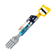 An Astroverse Robot Hand toy grabber with a yellow handle, gray robotic fingers, and space-themed packaging labeled Astroverse Robot Hand—perfect for sparking kids’ interest in robotics and introducing the excitement of a mechanical hand from the Astroverse brand to young explorers.
