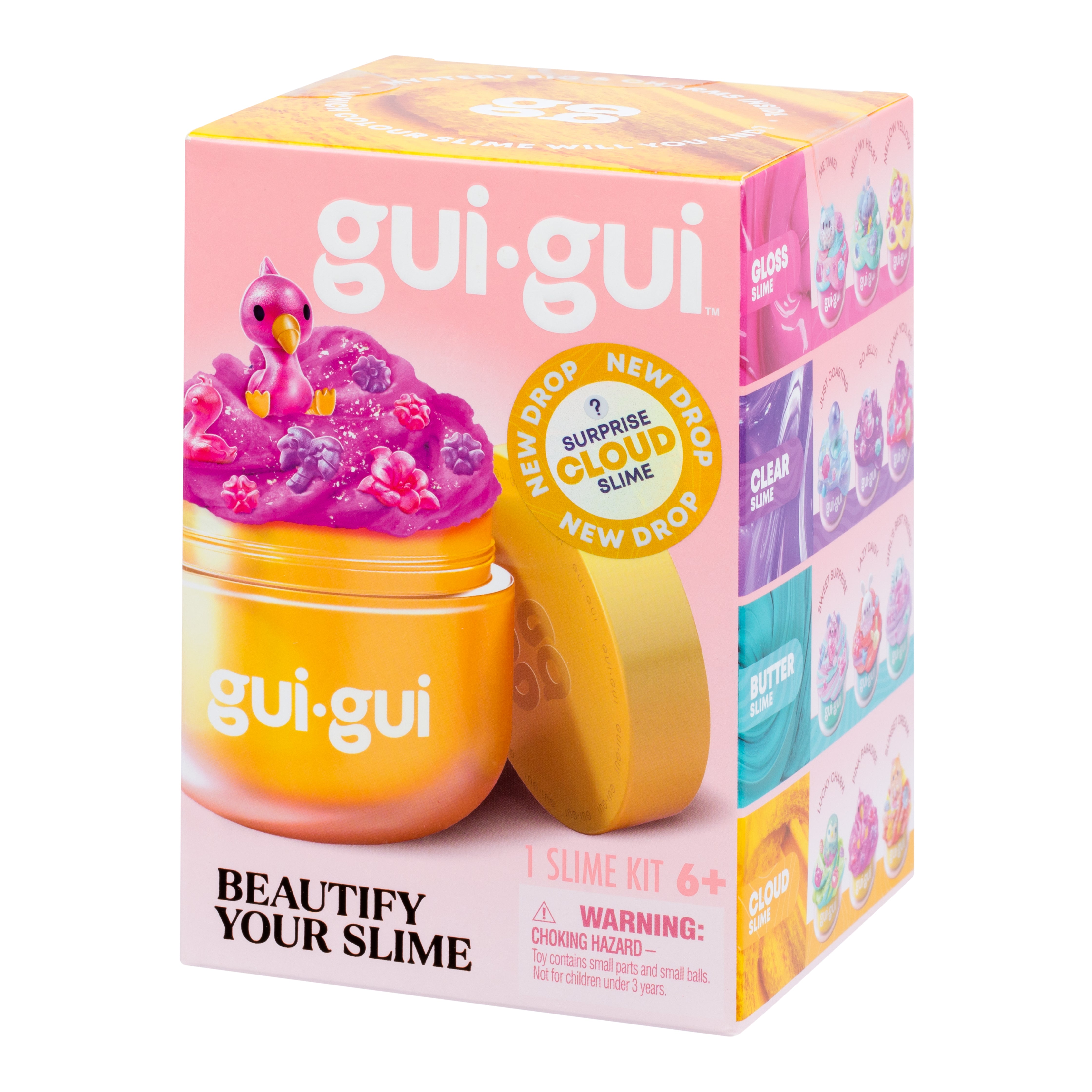 gui-gui slime kit packaging with pink and orange colors