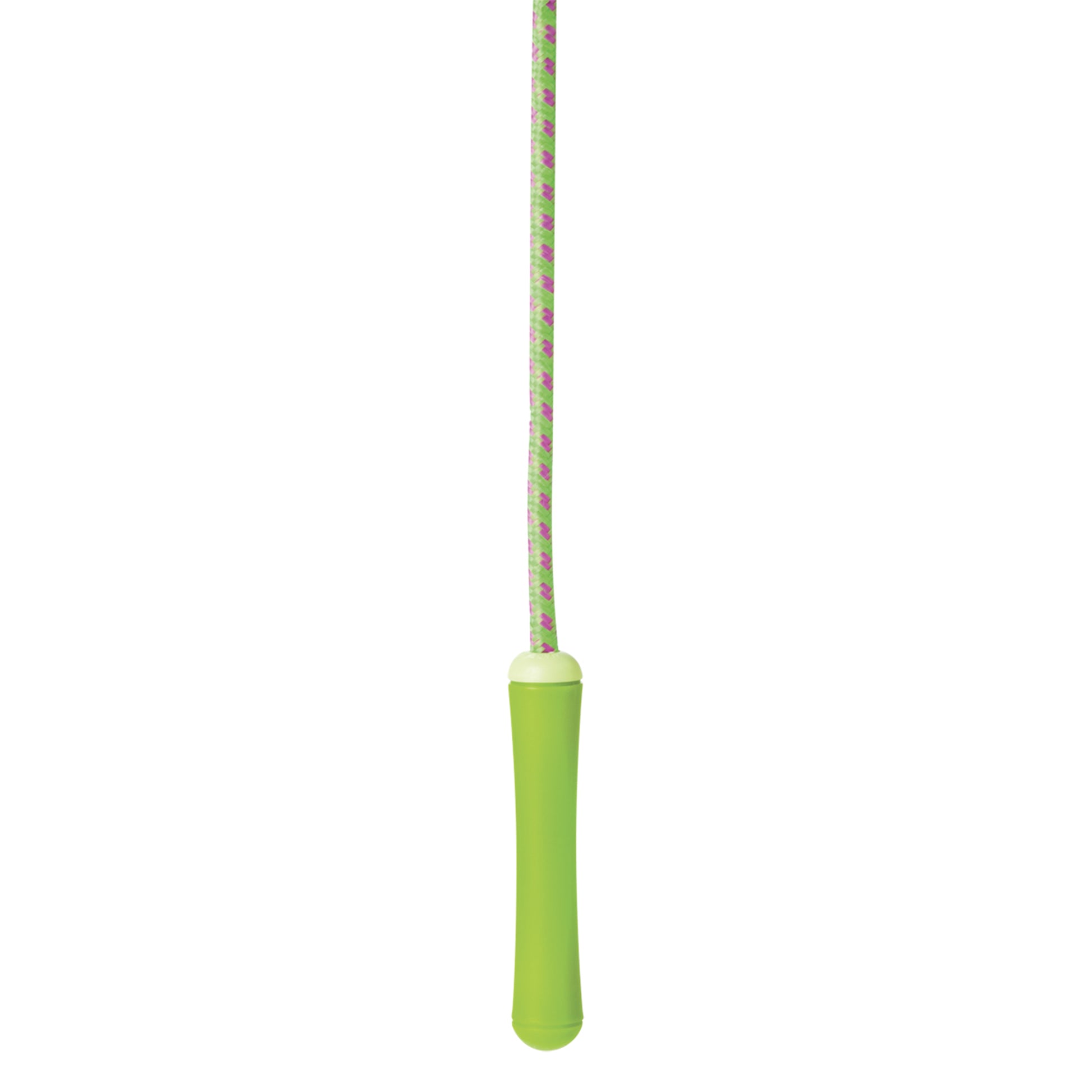 The Playground Classics 7ft Jump Rope by Playground Classics features a textured handle and a braided rope with green and pink strands, making it perfect for active kids. Shown against a white background.