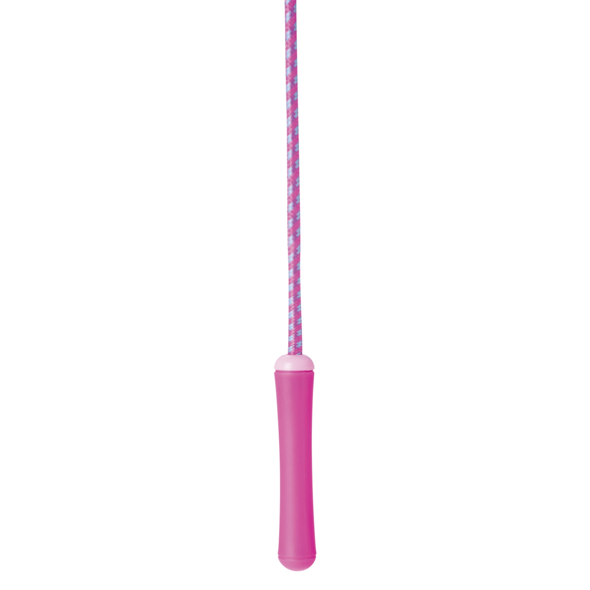The Playground Classics 7ft Jump Rope by Playground Classics features a textured blue and pink cord with solid pink handles, ideal for active kids' playground fun, displayed against a white background.