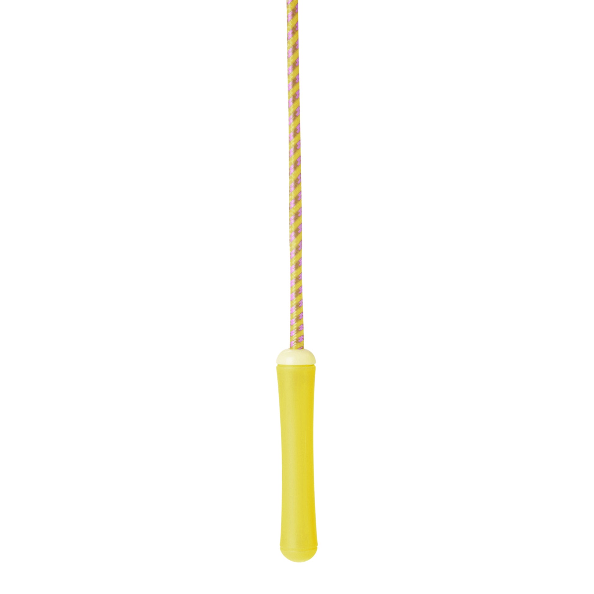 The Playground Classics 7ft Jump Rope features a yellow handle and a yellow-pink braided rope, hanging vertically against a white background—ideal for active kids and endless playground fun.