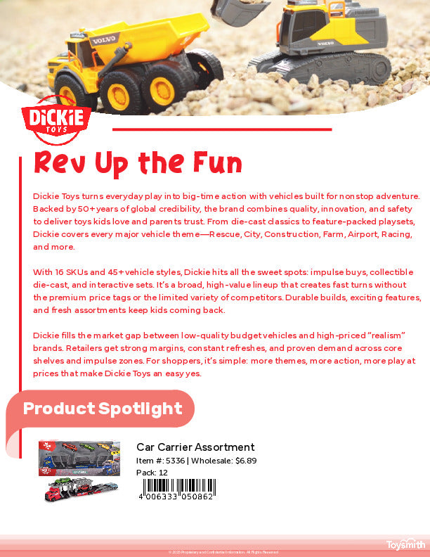 Dickie Toys Sell Sheet