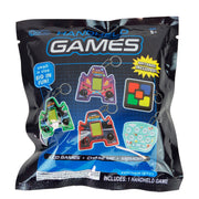 A sealed GoCo Handheld Games Blind Bag from GoCo shows four colorful mini handheld LCD game devices. The package includes batteries and is recommended for ages 5 and up.