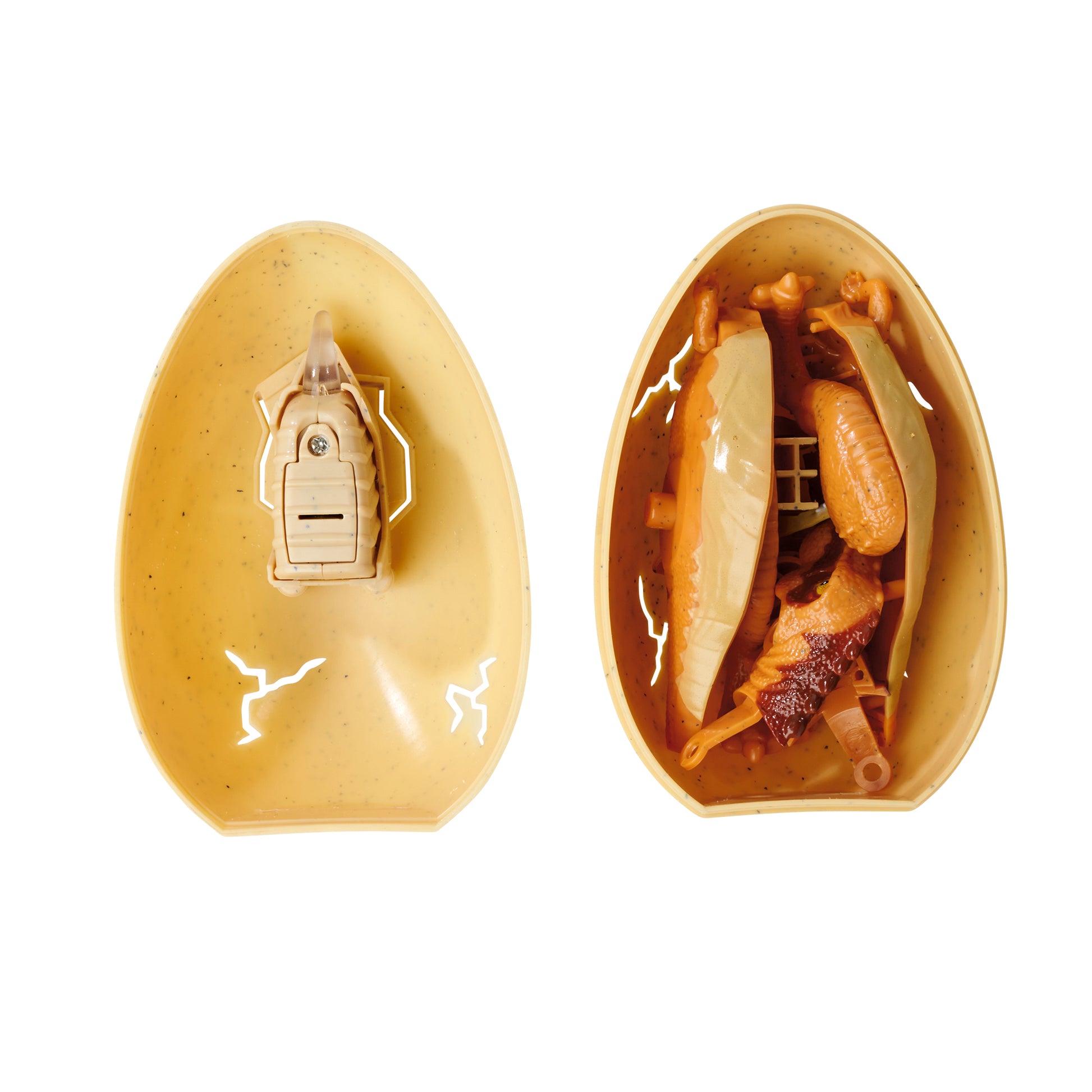 The Simba Dickie Light & Sound Dino Egg Asst is shown open, revealing one half with a small piece and the other packed with dinosaur toy bones—perfect for a fun fossil excavation and egg hatch adventure.