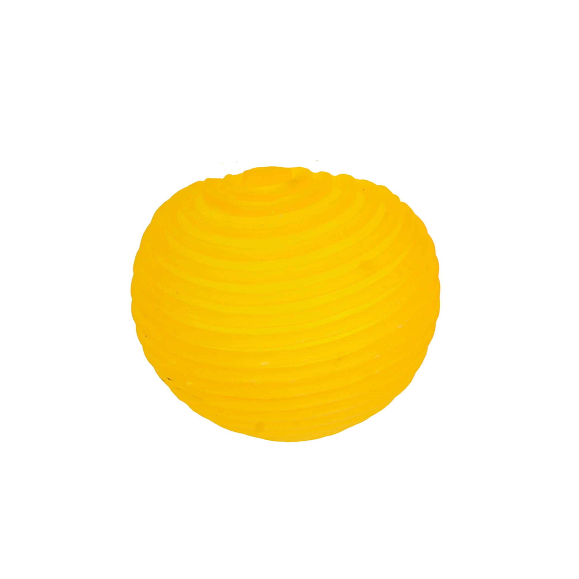 The Sensory Lab Sugar Skwish Ball is a bright yellow, spherical ball with a ribbed, textured surface, shown against a plain white background.
