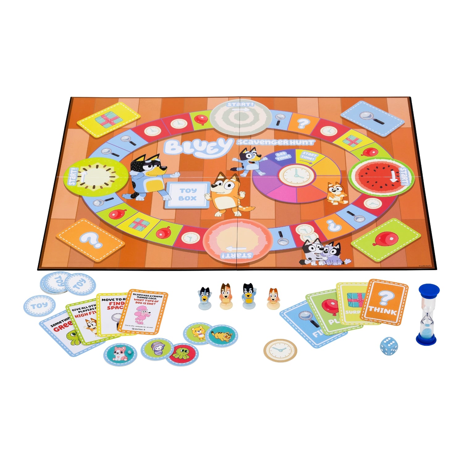 Bluey Scavenger Hunt Game board and pieces