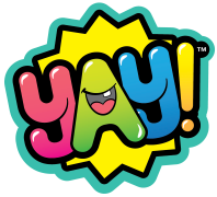 Colorful 'Yay!' logo with a starburst design