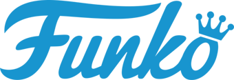 Funko logo in blue with a crown on 'o' character