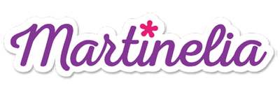 Sticker with 'Martinelia' in purple text on a white background