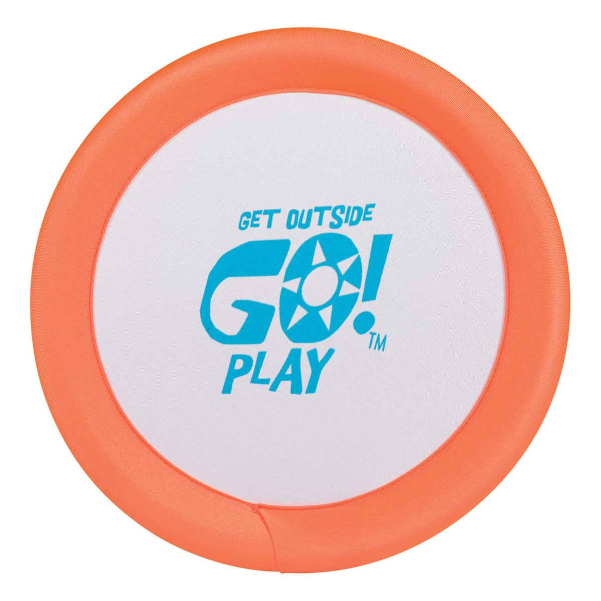 The GO! Play Triple Play Combo Set features an orange and white frisbee with "GET OUTSIDE GO! PLAY" in blue—ideal for backyard fun and keeping kids active.