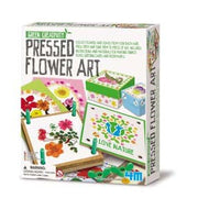The 4M-Green Creativity Pressed Flower Art kit by 4M-Green Creativity includes a flower press and materials to decorate cards, bookmarks, and boxes with colorful pressed flowers and leaves, encouraging crafting with natural materials.