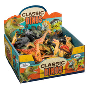 The Toysmith Classic Dinosaurs display box by Toysmith features assorted colorful dinosaur toys in various poses. Decorated with dinosaur illustrations, it’s ideal for prehistoric play and recommended for children ages 5 and up.