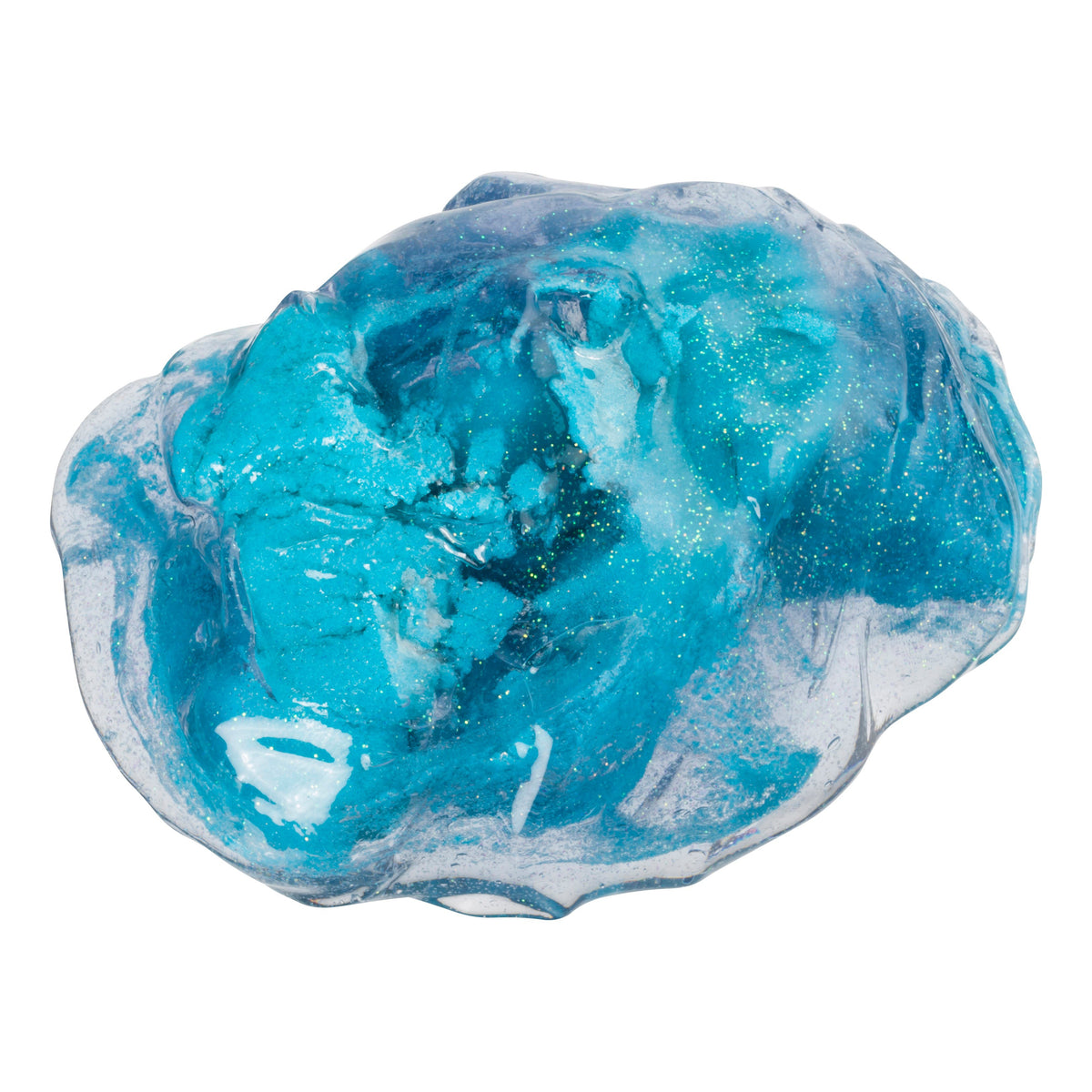 Astroverse Space Scape Slimes by Astroverse features blue and clear glitter galaxy slime swirled together for sensory play, shown against a white background.