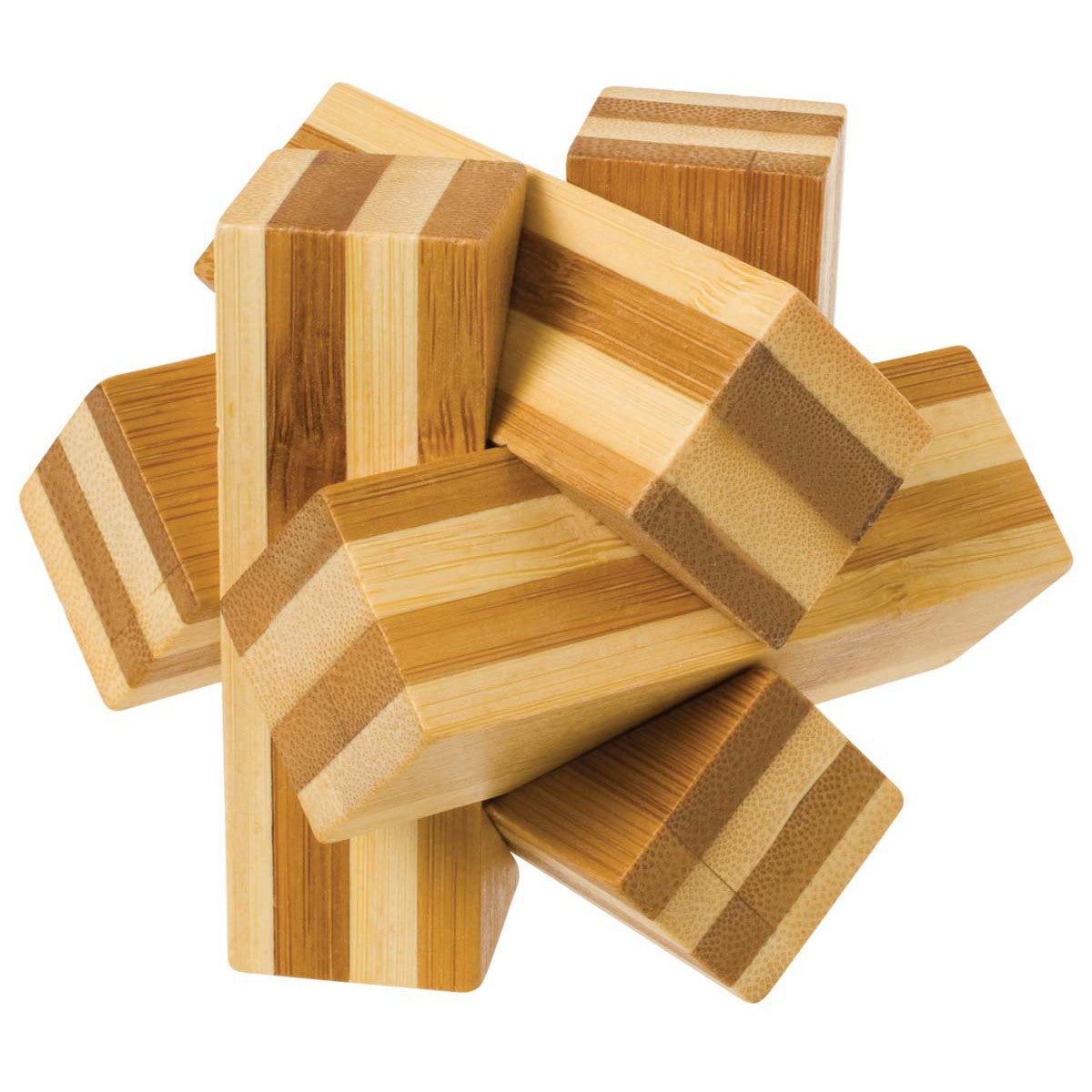 The Toysmith Bamboozlers Puzzle Asst is a challenging geometric brainteaser from Toysmith, featuring interlocking rectangular blocks in different shades for an engaging three-dimensional puzzle experience.