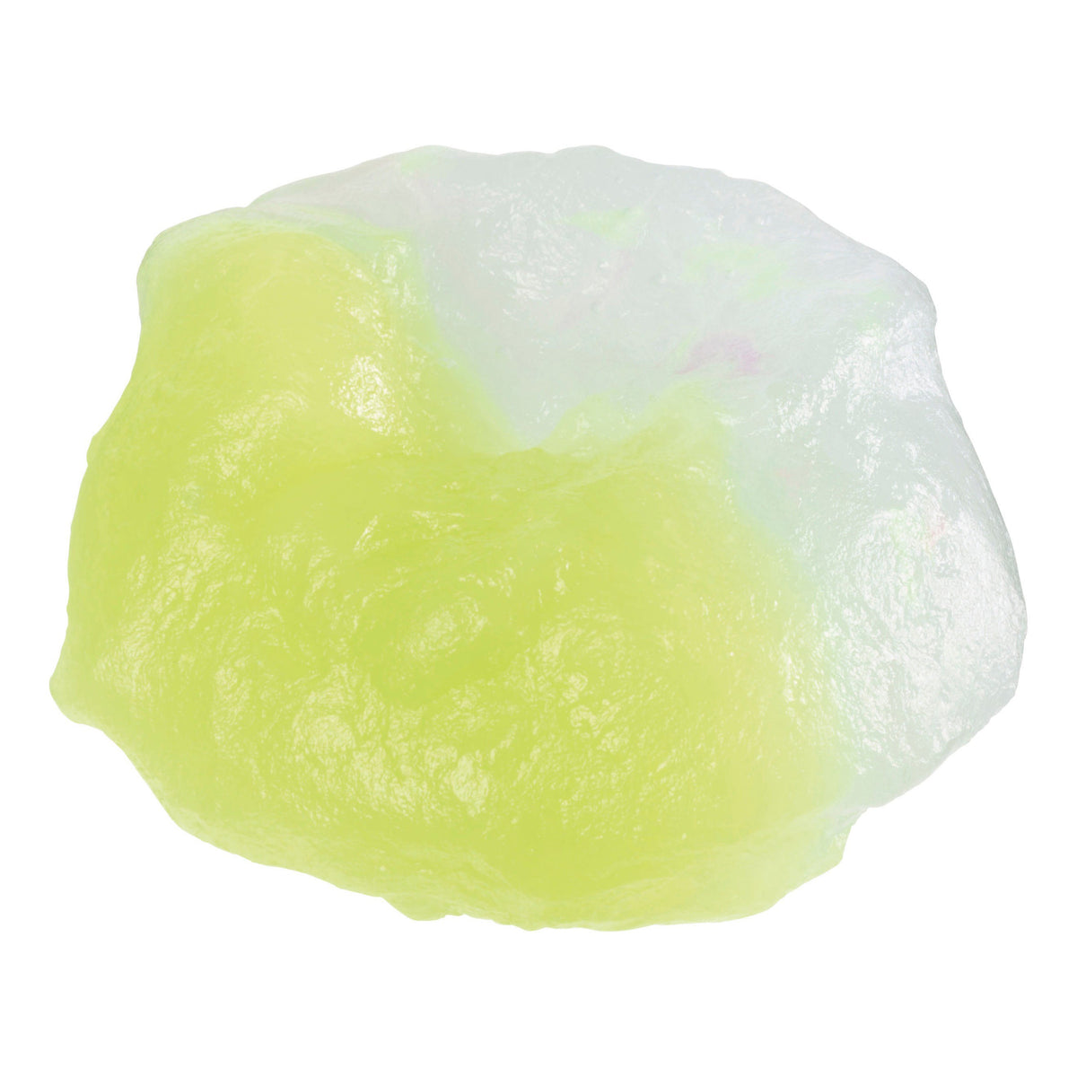 Mood Mudd Changing Color Dough by Glow-Tec is a translucent, shiny, yellow and light green blob-like putty that looks like squishy slime, shown against a white background.