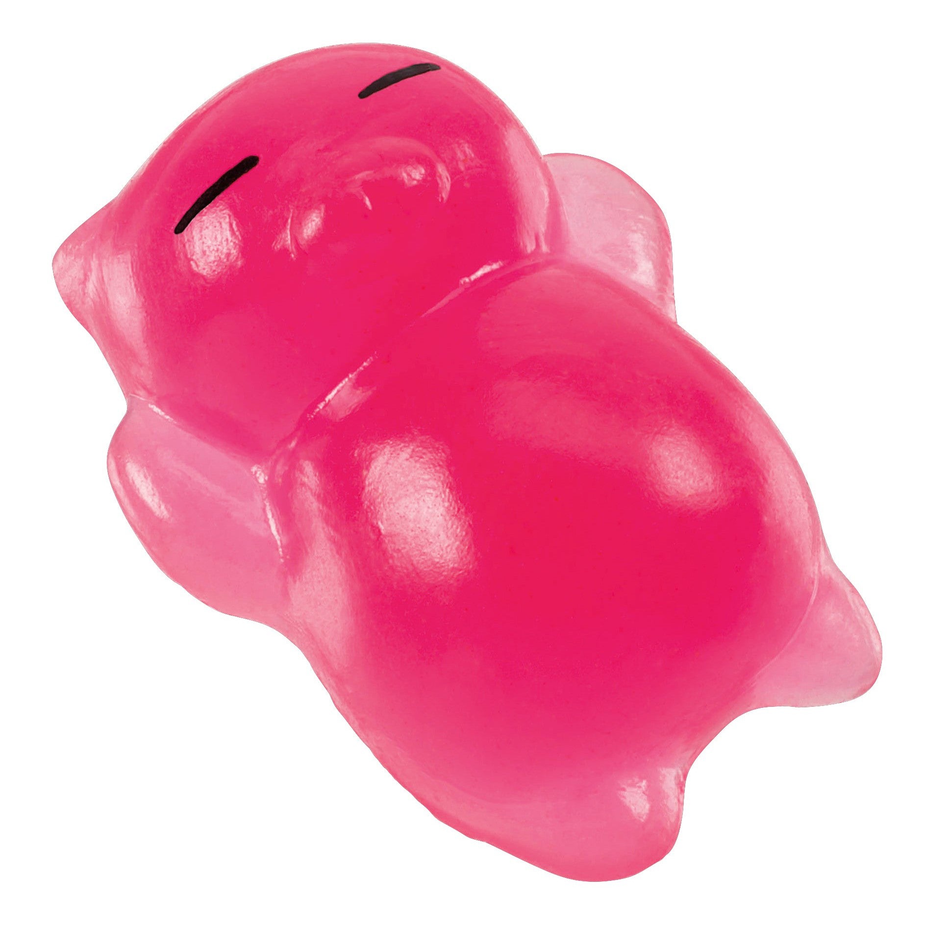 The Toysmith Squishy Kiji Buddy & Slime by Toysmith is a pink, cat-shaped squishy with closed eyes and short legs that provides a delightful sensory treat for both taste and touch.